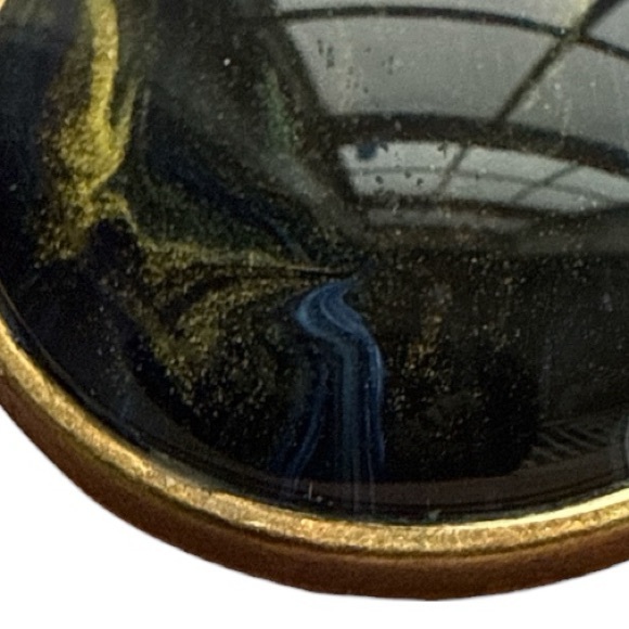 Handmade Black Navy Gold Fluid Art Glass Pendant Necklace by Svetlana Yeung - Picture 8 of 11